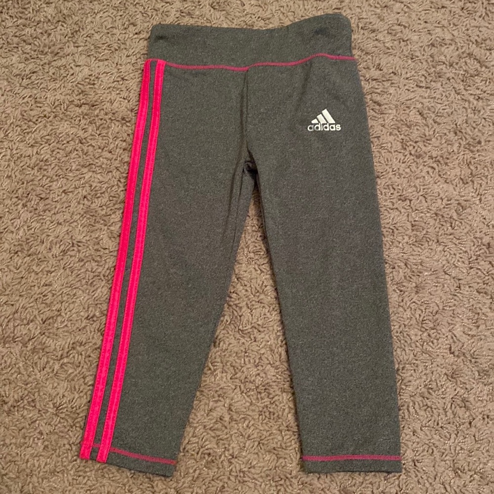 Adidas 24M leggings pants joggers gray with pink stripe